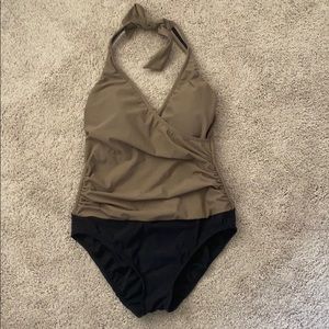 Venus Swim Bathing Suit One Piece Brown Black